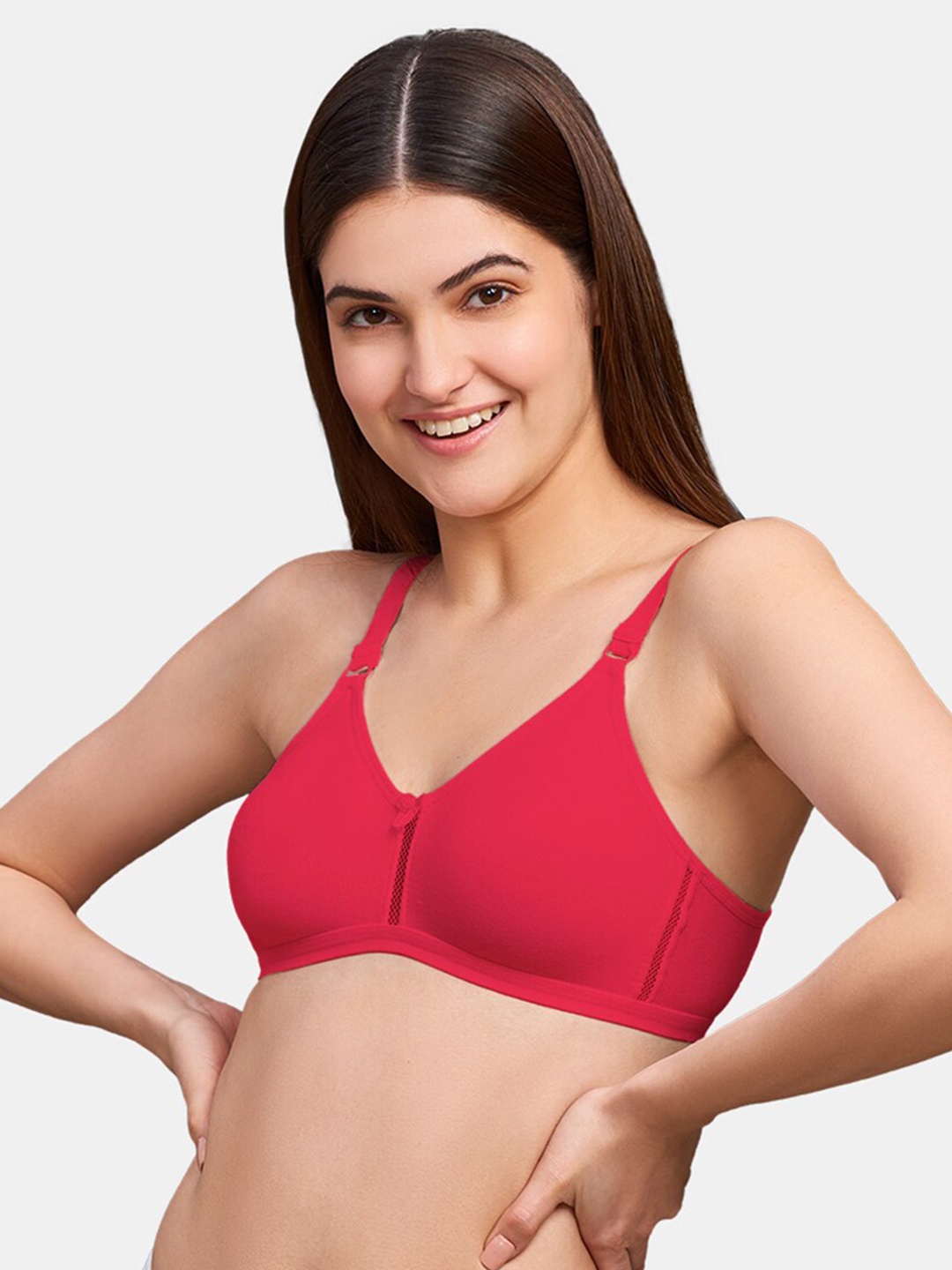 

NAIDU HALL Full Coverage Seamless Cotton Bra With All Day Comfort, Red