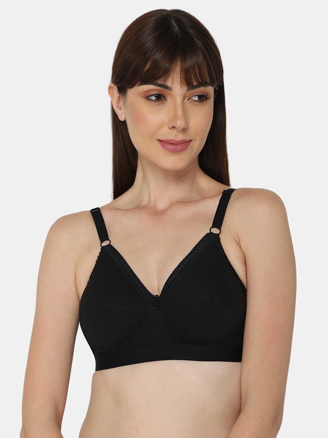 

NAIDU HALL Medium Coverage Cotton Bra With All Day Comfort, Black