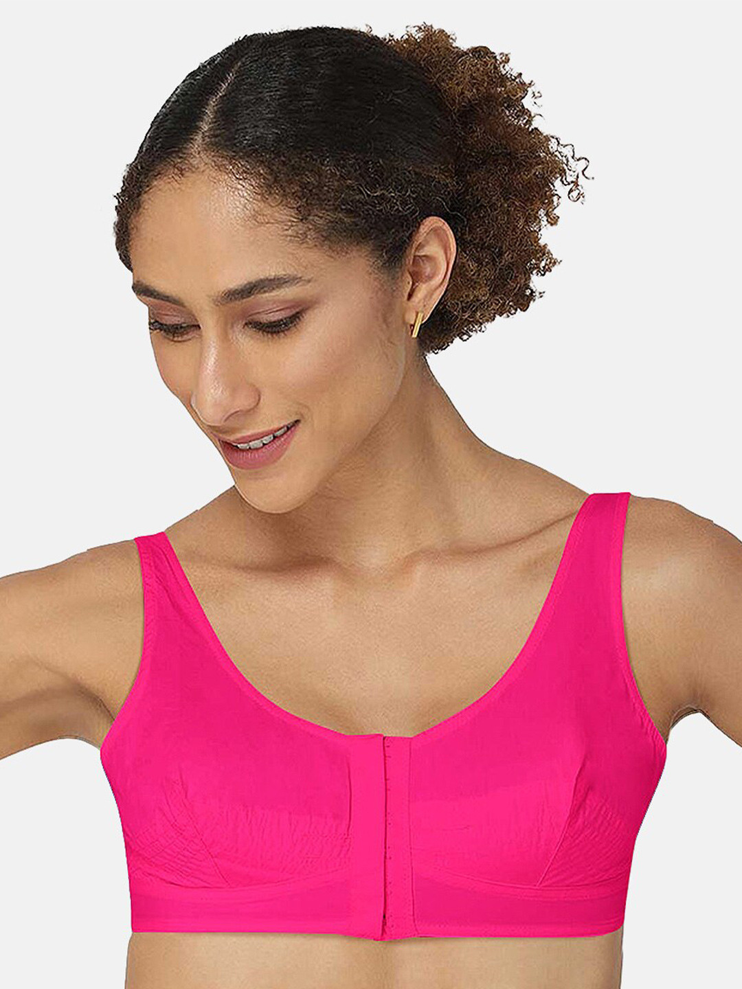 

NAIDU HALL Full Coverage Non Padded Pure Cotton Bra with All Day Comfort, Pink