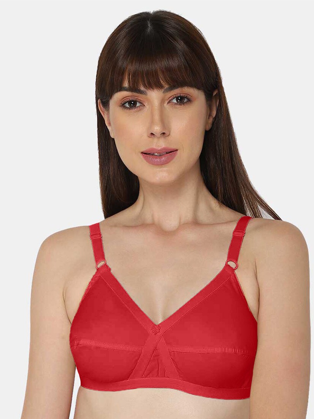 

NAIDU HALL Cotton Full Coverage Non Padded Everyday Bra With All Day Comfort, Red