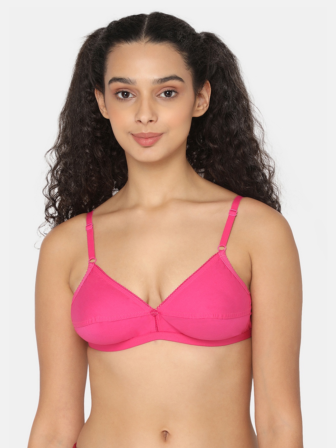 

NAIDU HALL Full Coverage Non Padded Cotton Everyday Bra- All Day Comfort, Pink