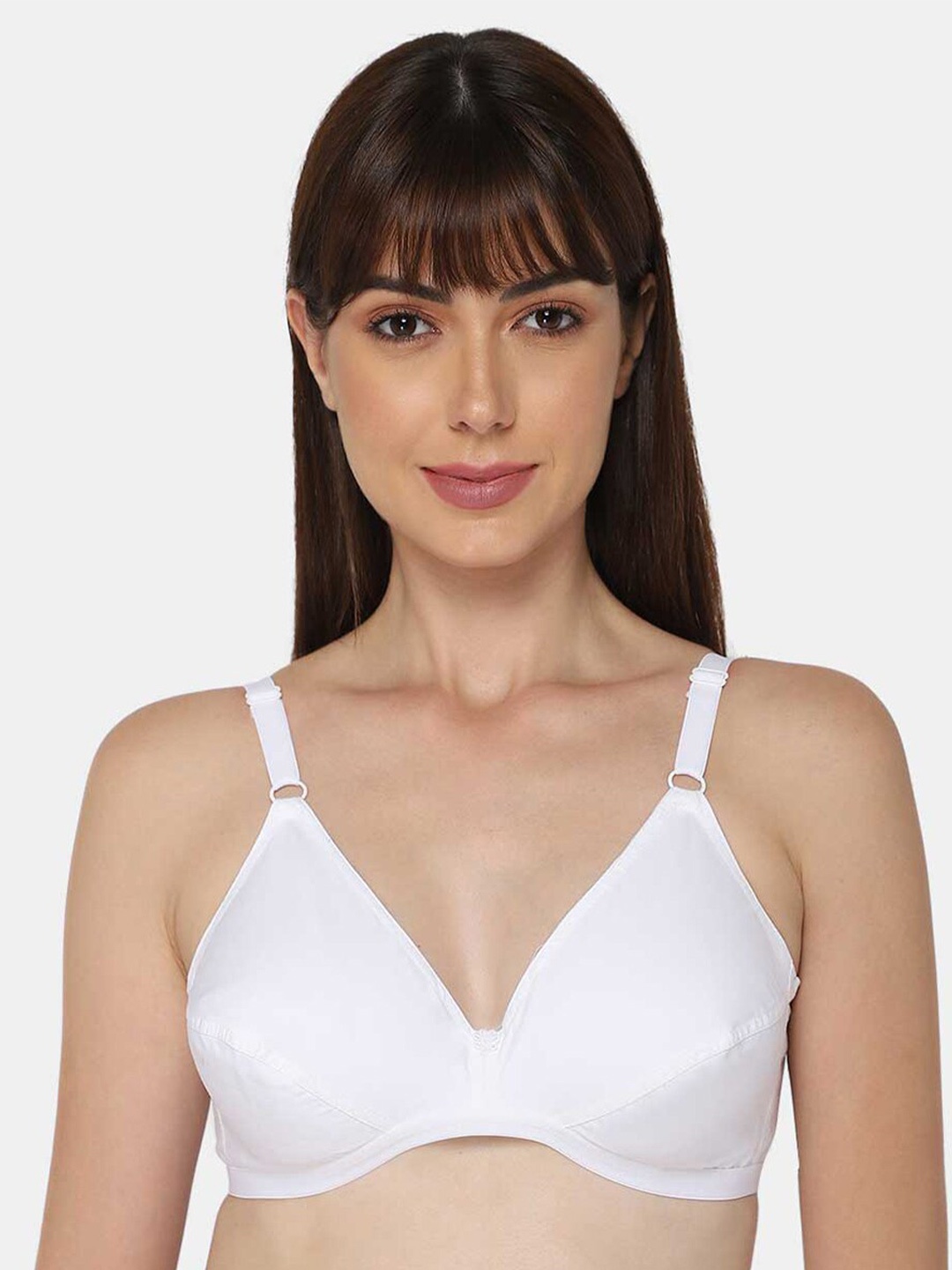 

NAIDU HALL Medium Coverage All Day Comfort Super Support Cotton Everyday Bra, White