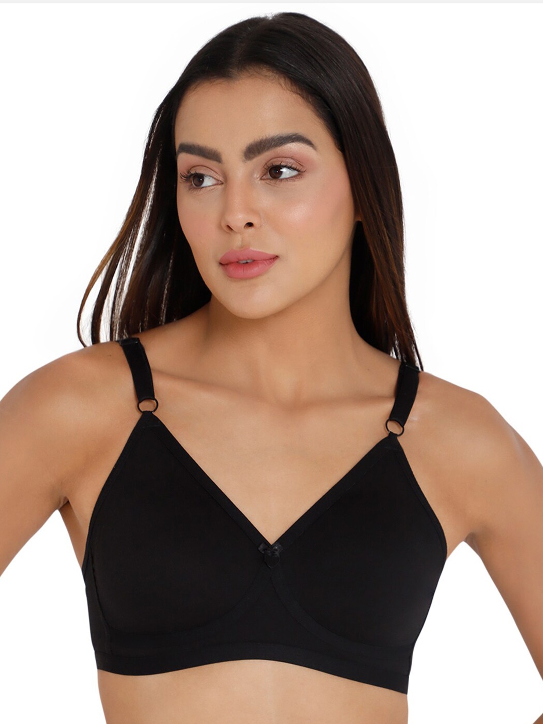 

NAIDU HALL Full Coverage All Day Comfort Super Support Cotton Everyday Bra, Black