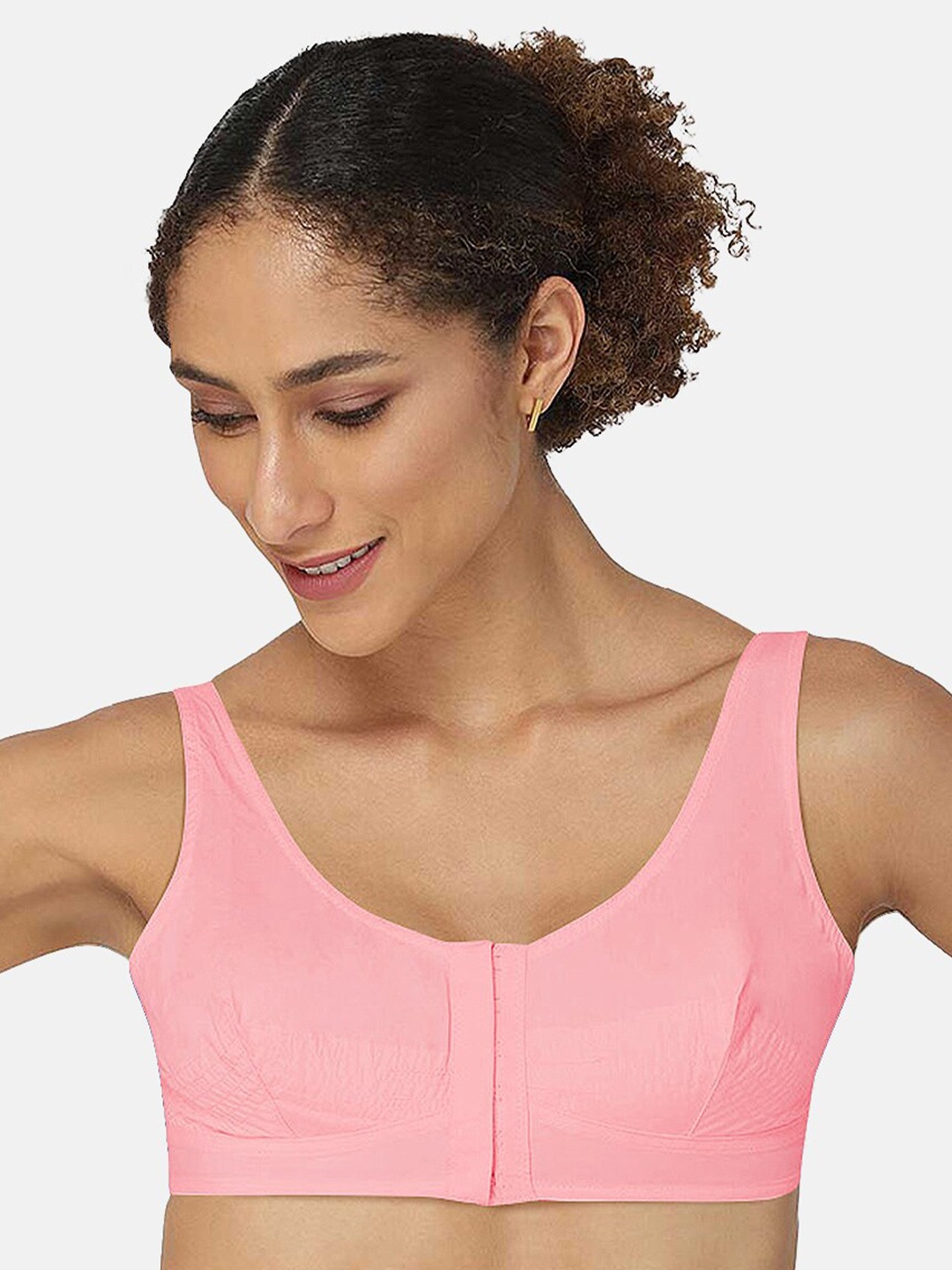 

NAIDU HALL Full Coverage Non Padded Non-Wired Cotton Bra With All Day Comfort, Pink