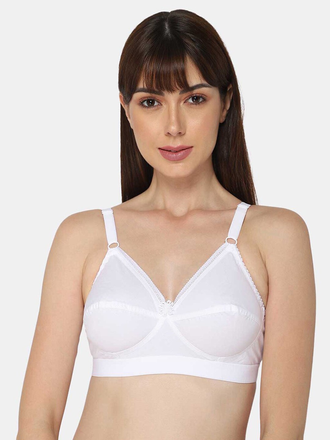 

NAIDU HALL Medium Coverage All Day Comfort Super Support Cotton Everyday Bra, White