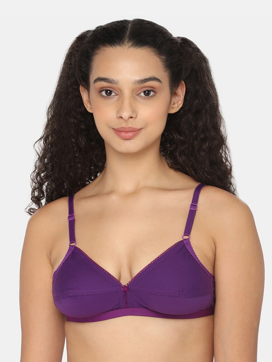 

NAIDU HALL Non Padded Medium Coverage Pure Cotton Everyday Bra With All Day Comfort, Purple