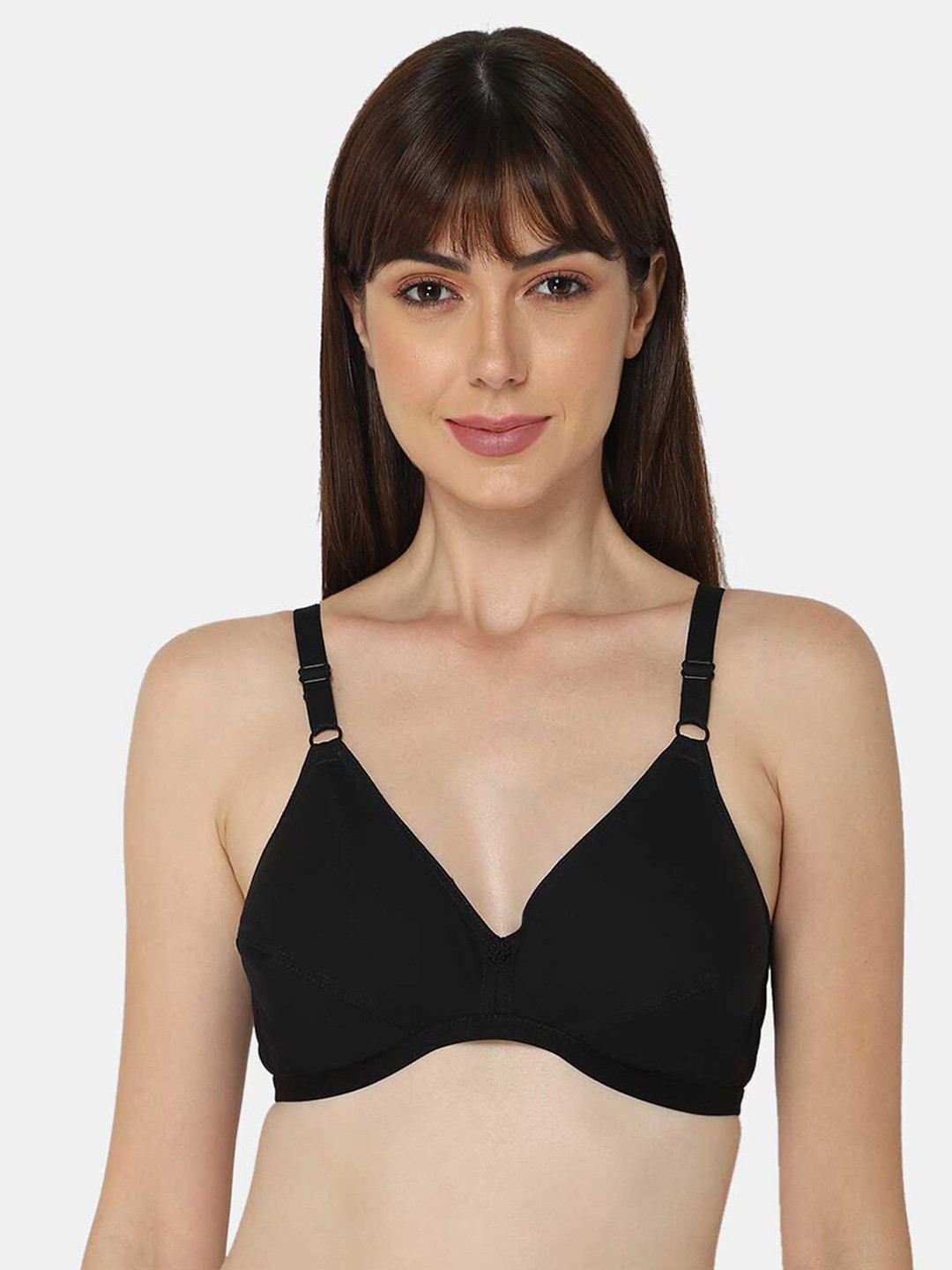 

NAIDU HALL Medium Coverage Non Padded Pure Cotton Bra with All Day Comfort, Black