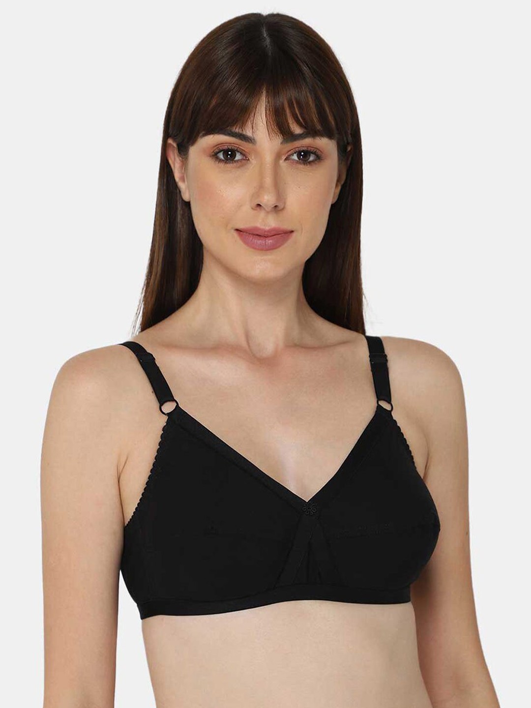 

NAIDU HALL Full Coverage Non Padded Pure Cotton Every Day Bra With All Day Comfort, Black