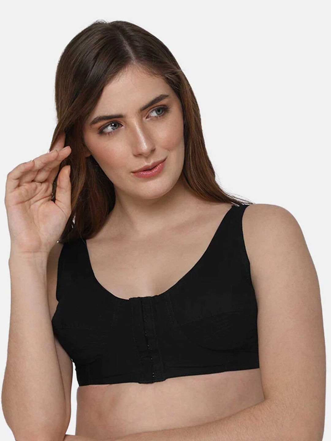 

NAIDU HALL Full Coverage Pure Cotton Bra With All Day Comfort, Black