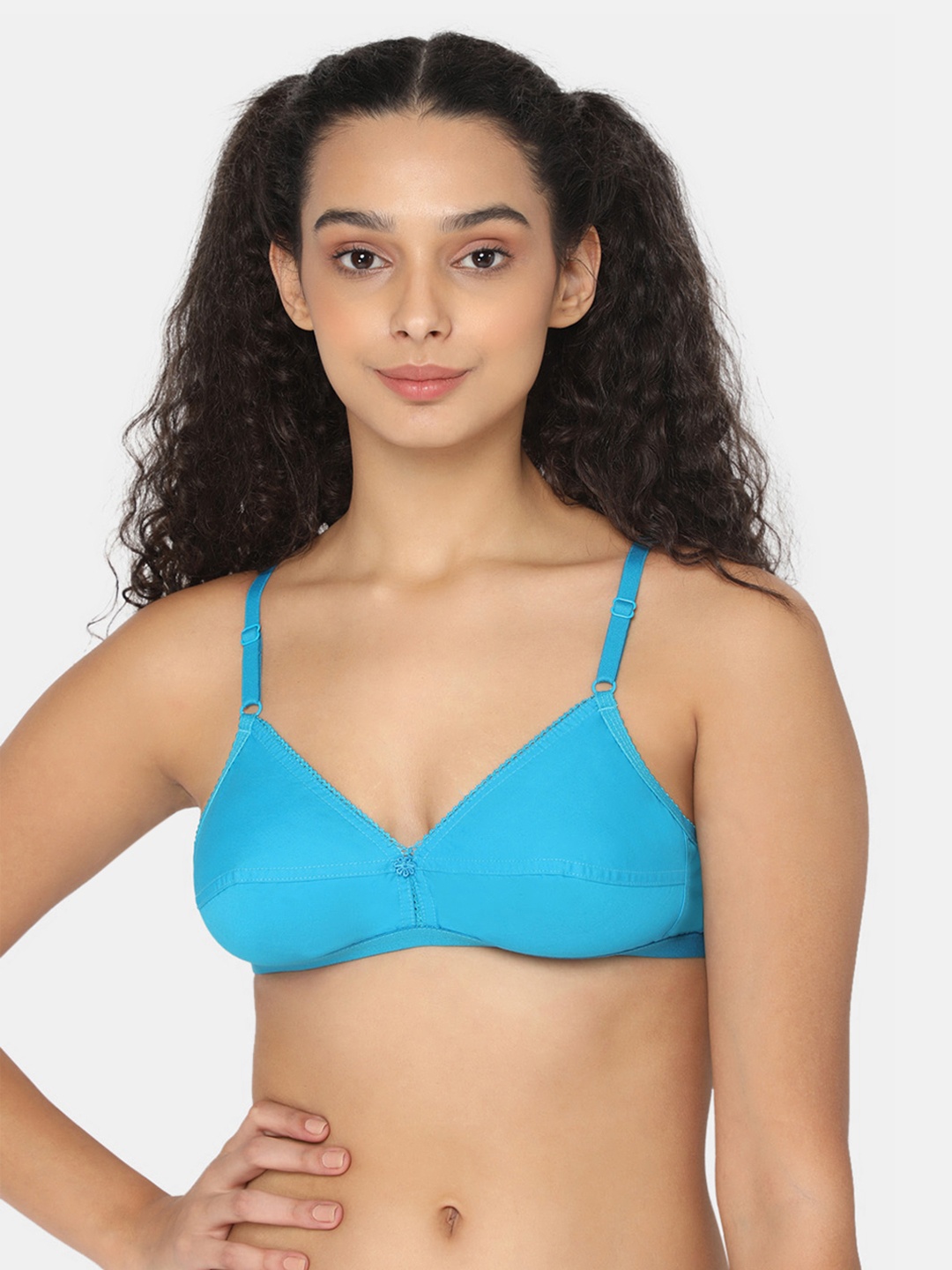 

NAIDU HALL Non-Wired Non-Padded Medium Coverage Pure Cotton Bra With All Day Comfort, Blue