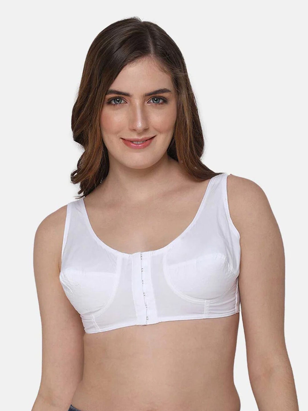 

NAIDU HALL Full Coverage All Day Comfort Super Support Cotton Everyday Bra, White