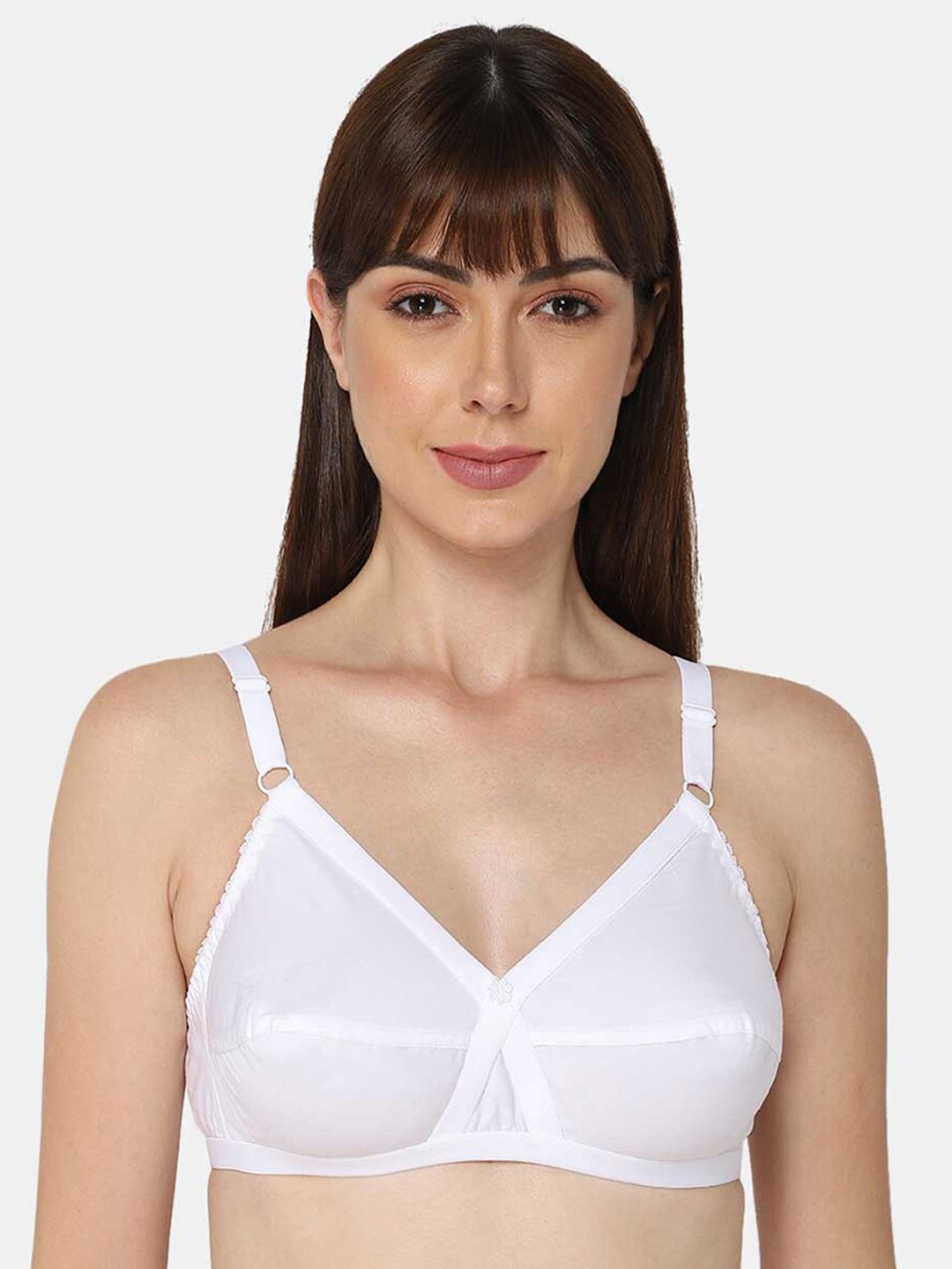 

NAIDU HALL Full Coverage All Day Comfort Super Support Cotton Everyday Bra, White