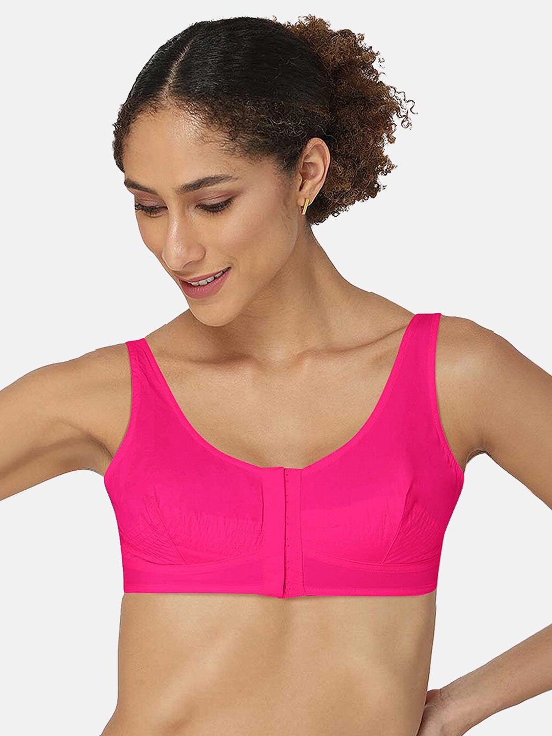 

NAIDU HALL Full Coverage All Day Comfort Cut & Sew Cotton Bra, Pink
