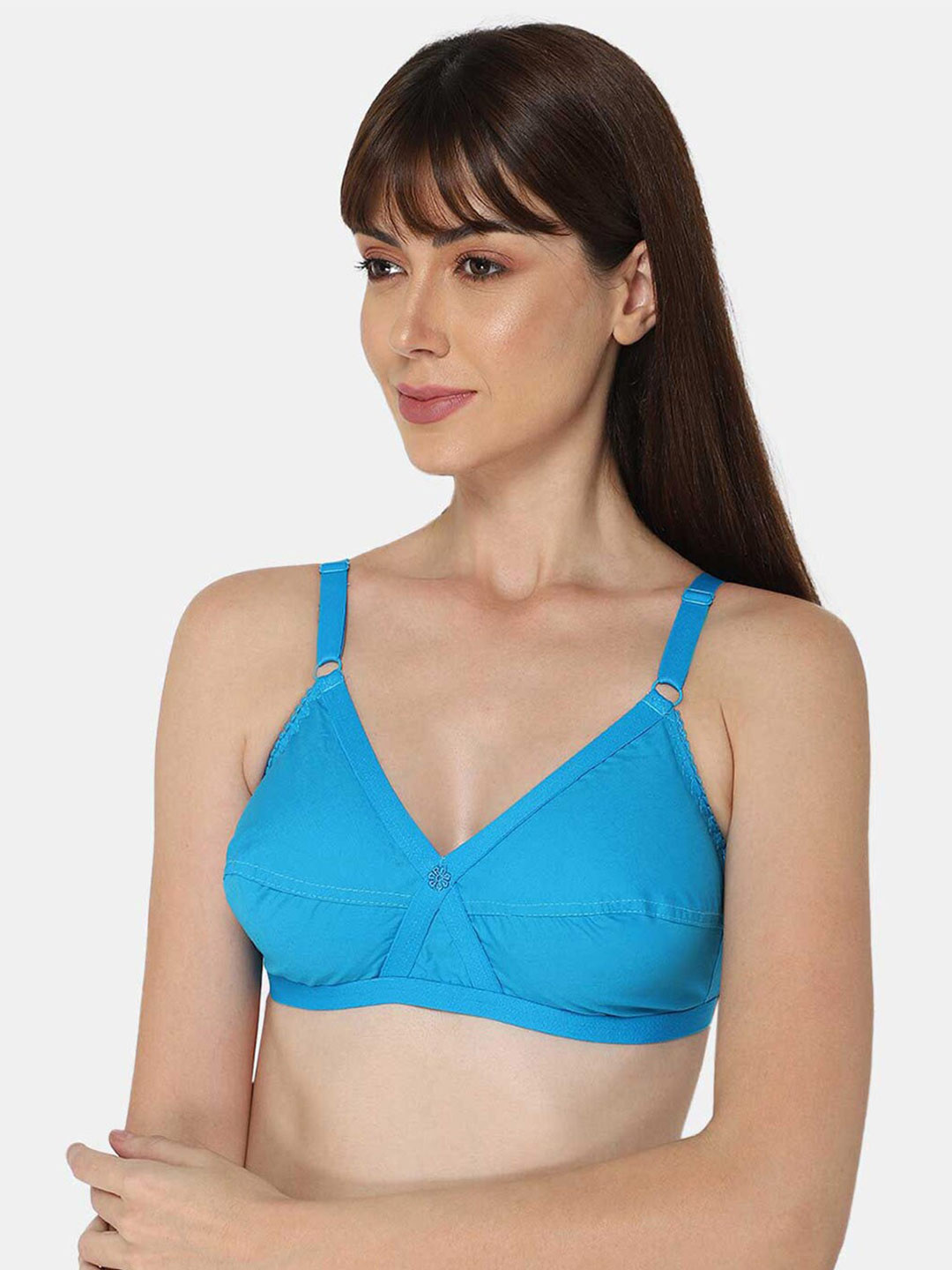 

NAIDU HALL Full Coverage All Day Comfort Super Support Cotton Everyday Bra, Blue