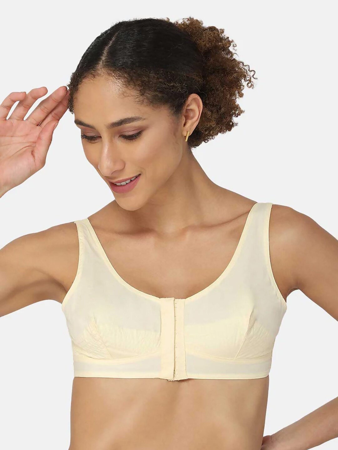 

NAIDU HALL Non-Wired Non-Padded Full Coverage Pure Cotton Bra With All Day Comfort, Nude