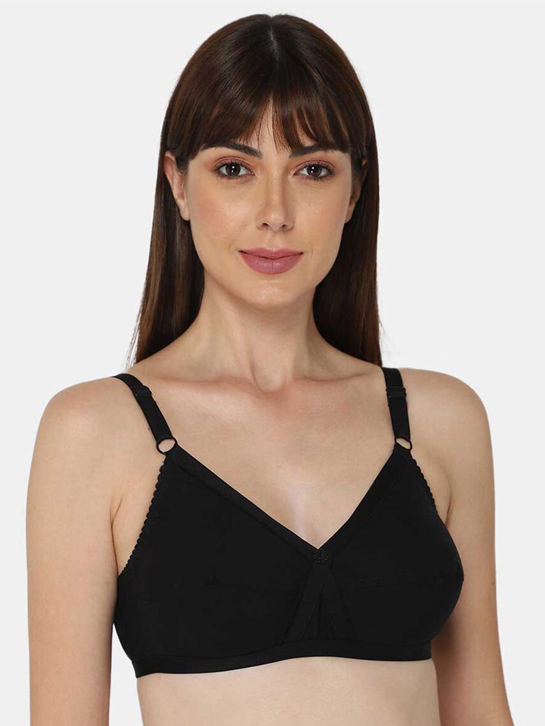 

NAIDU HALL Full Coverage Non-Padded Pure Cotton Bra, Black