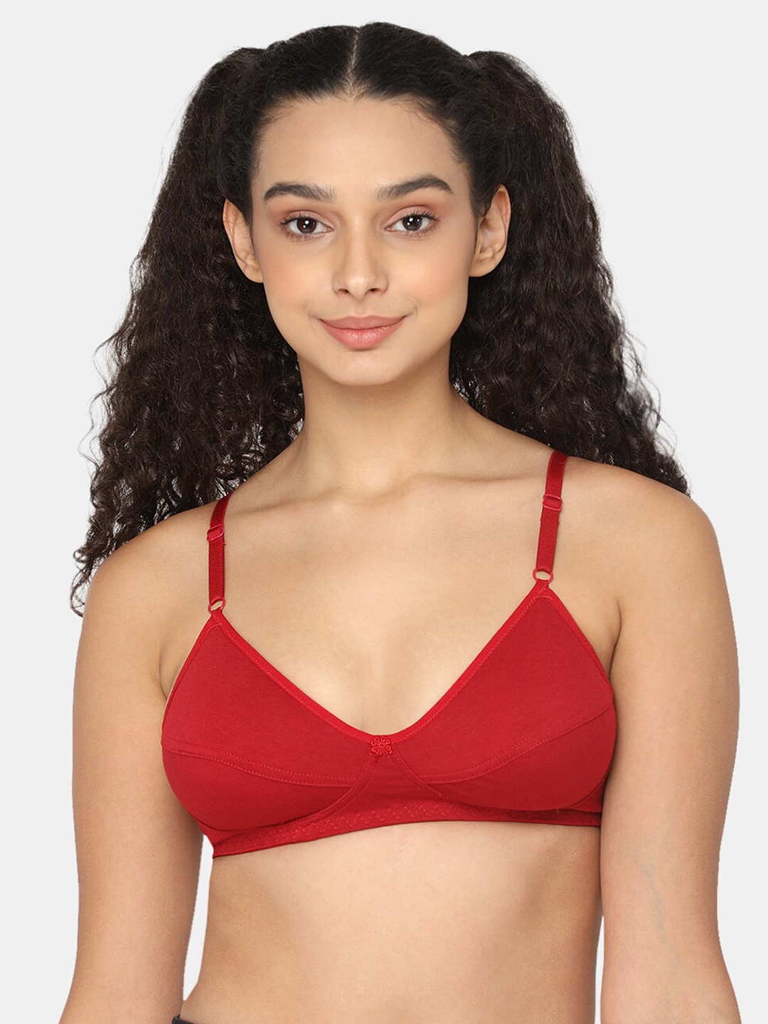 

NAIDU HALL Medium Coverage Cut & Sew All Day Comfort Bra, Red