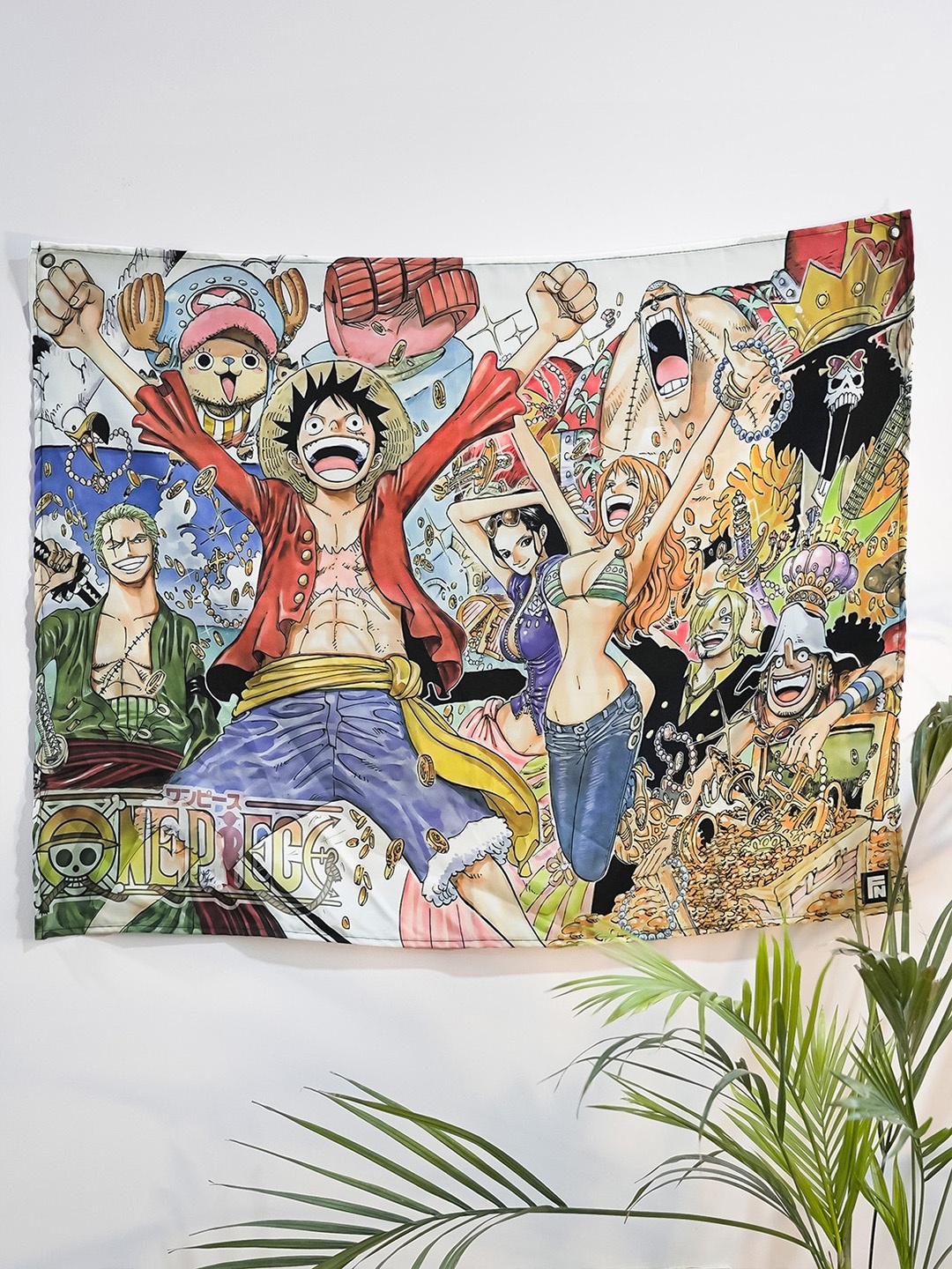

COMICSENSE Red & Blue Anime Inspired Mugiwara Pirates Printed Satin Tapestry