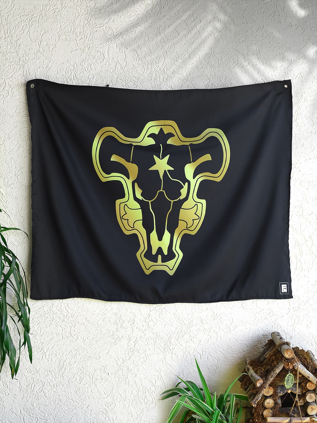 

COMICSENSE Black & Yellow Clover Anime Inspired Bulls Anime Printed Tapestry