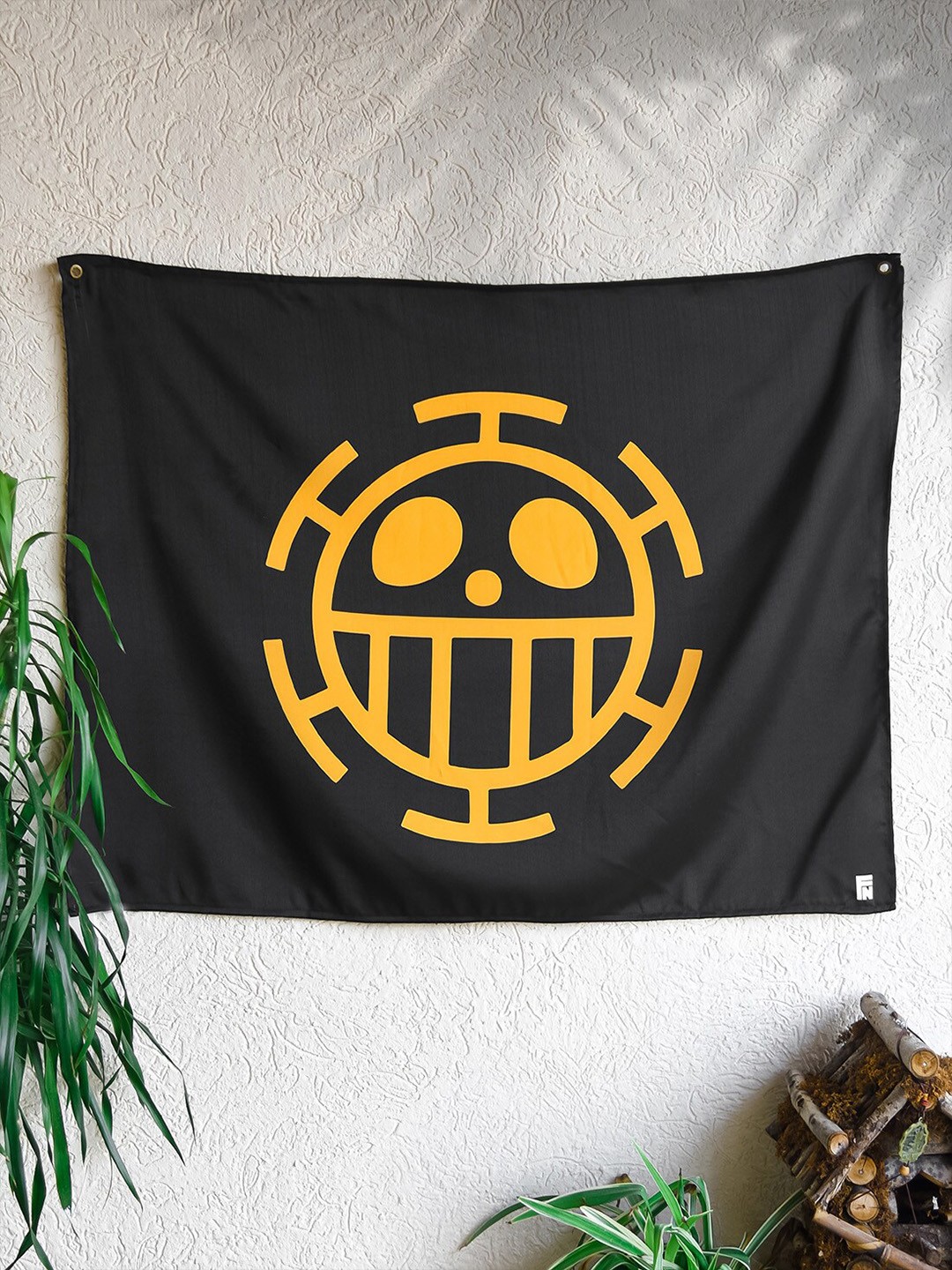 

COMICSENSE Black & Yellow Anime Inspired Heart's Pirate Printed Tapestry