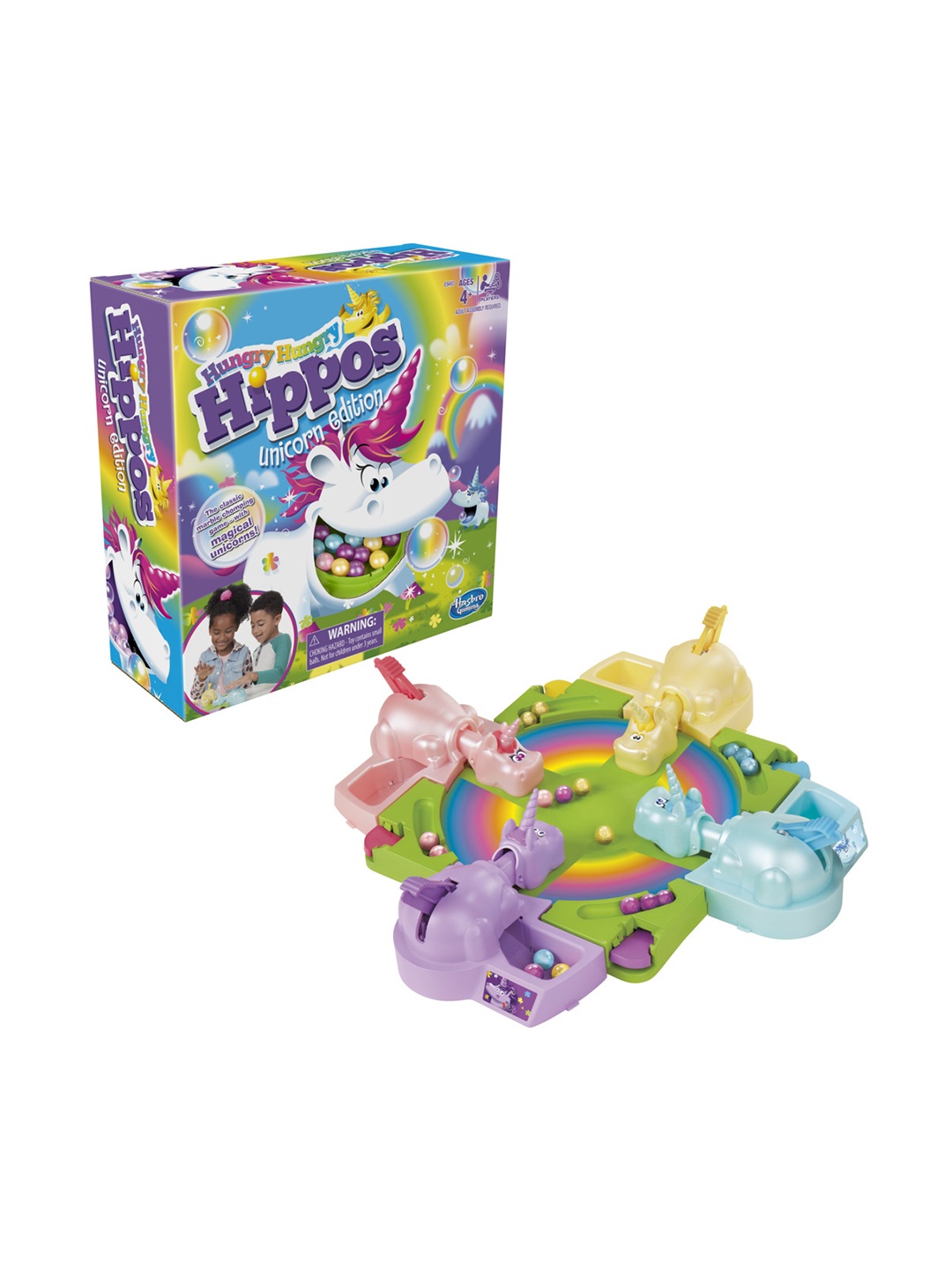

Hasbro Gaming Hungry Hungry Hippos Unicorn Edition Board Game for Age 4 and Above, Multi