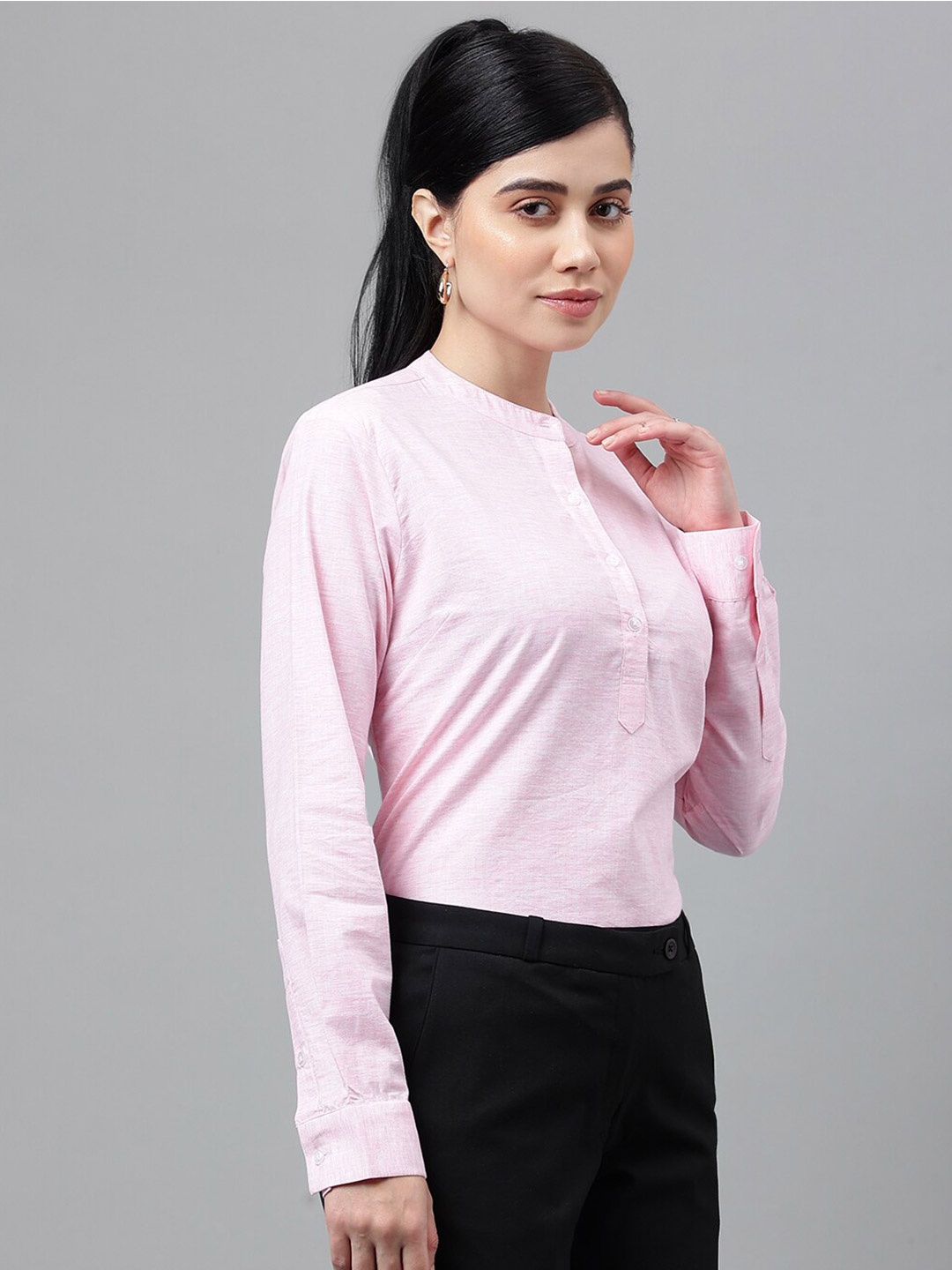 

Hancock Women Solid Pure Cotton Regular Formal Shirt, Pink