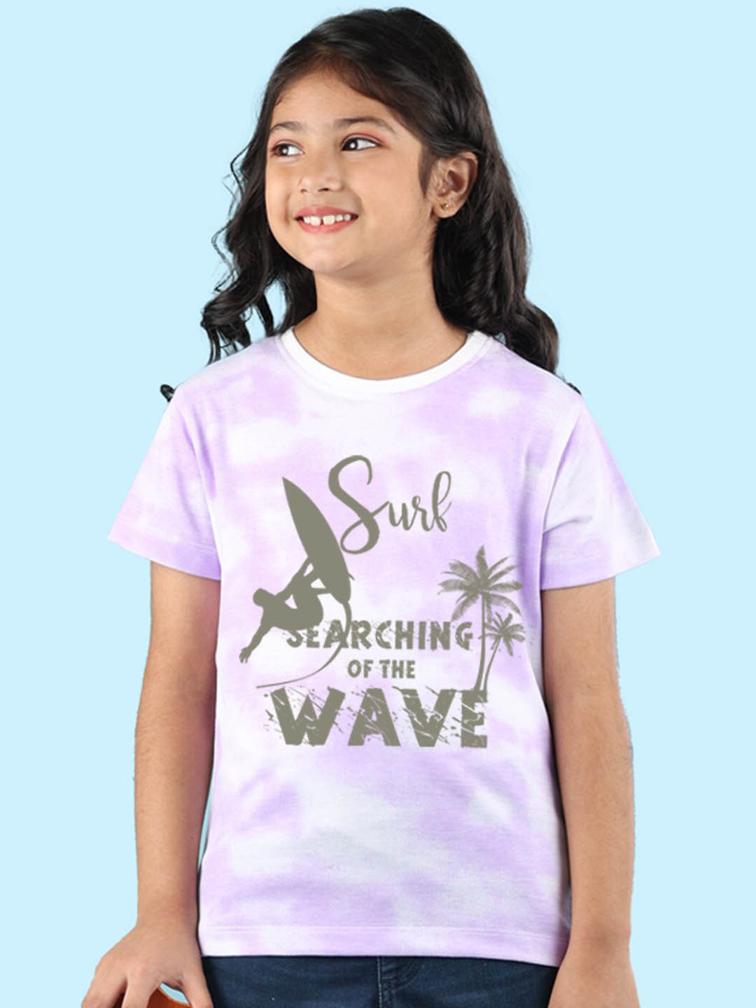 

NUSYL Girls Typography Printed T-shirt, Purple