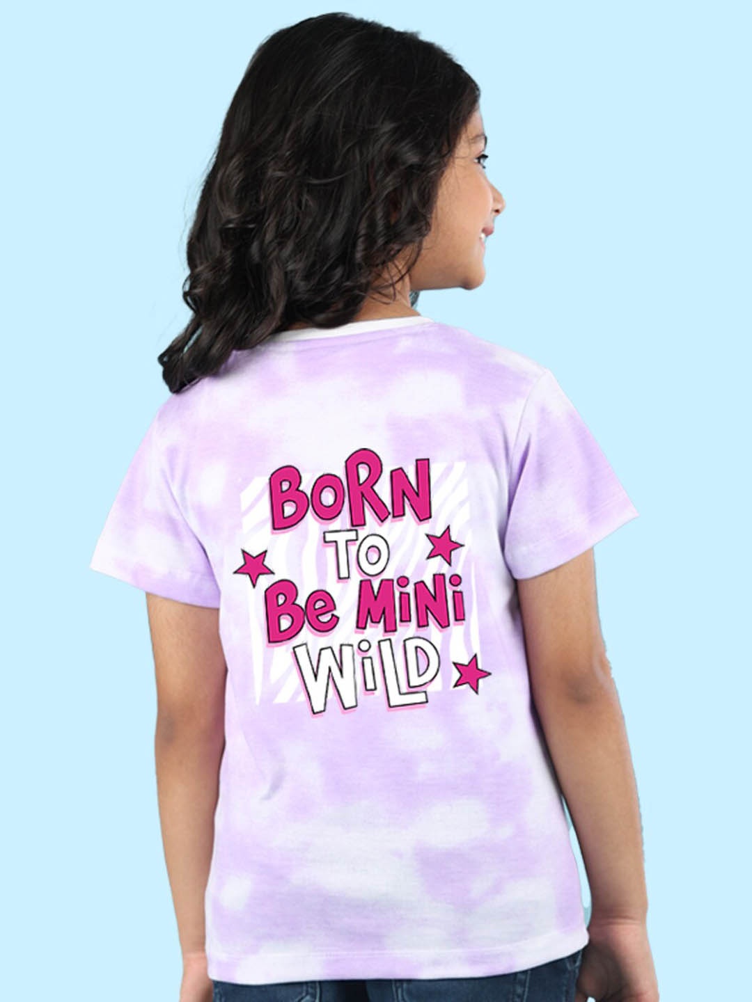 

NUSYL Girls Typgraphy Printed Round Neck Regular Fit Cotton T-Shirt, Purple