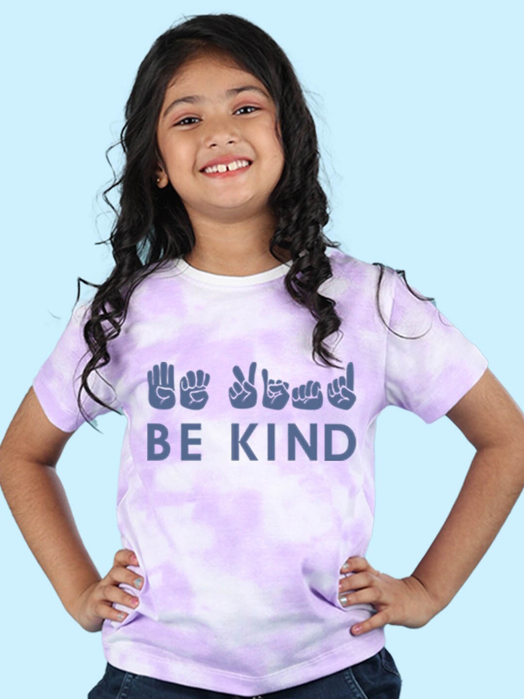 

NUSYL Girls Typography Printed Round Neck Regular Fit Cotton T-Shirt, Purple