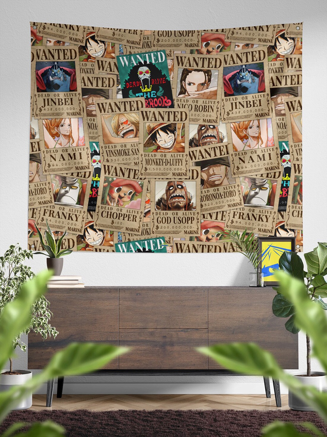 

COMICSENSE Beige Anime Wanted Pirates Printed Tapestry