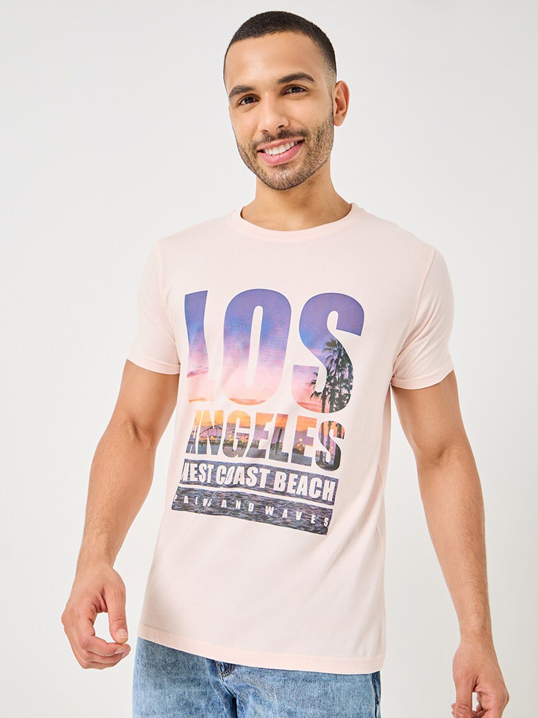 

Styli Typography Printed Cotton T-shirt, Pink