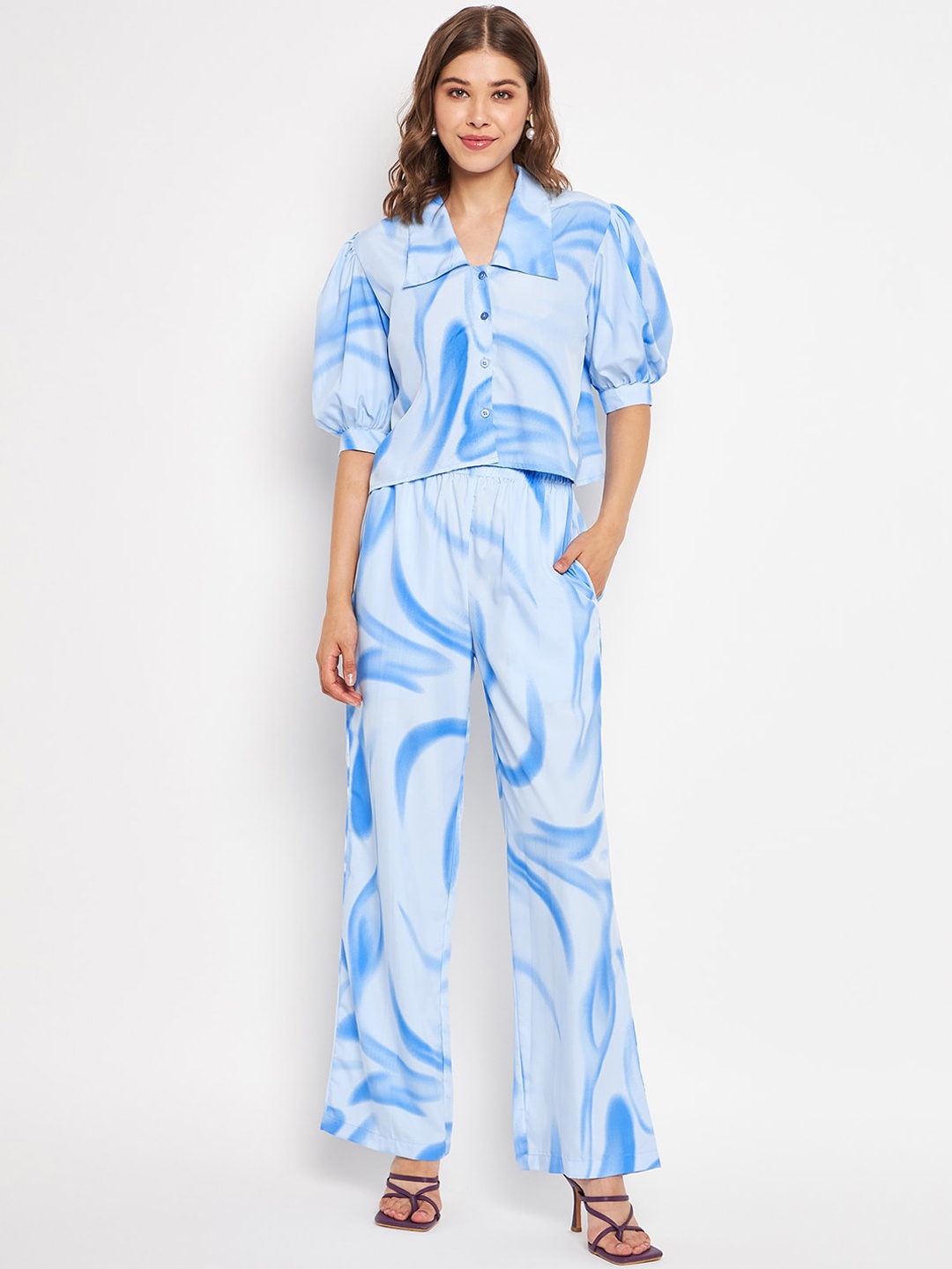 

Fashfun Abstract Printed Shirt & Trousers, Blue