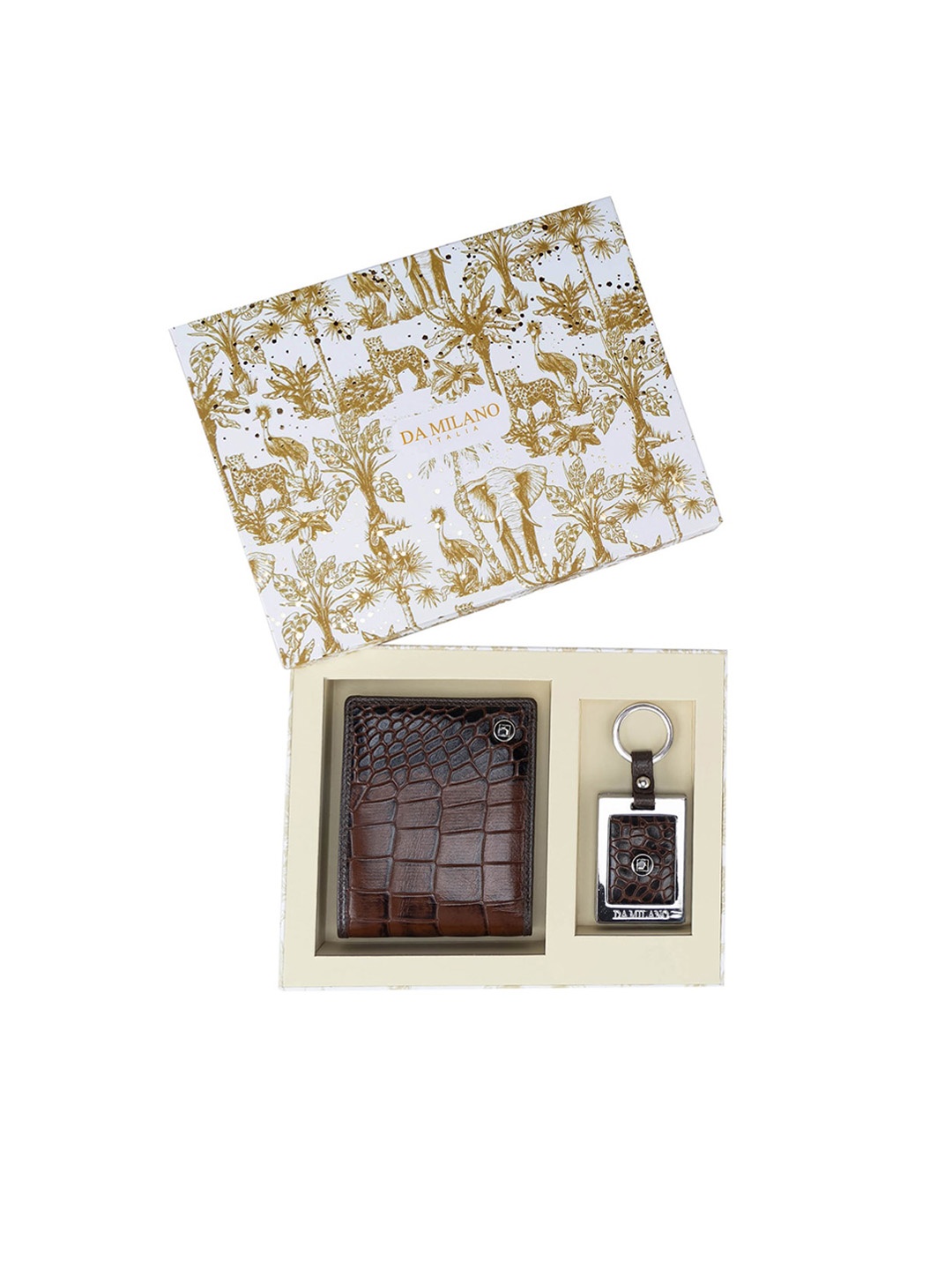

Da Milano Men Textured Leather Accessory Gift Set, Brown