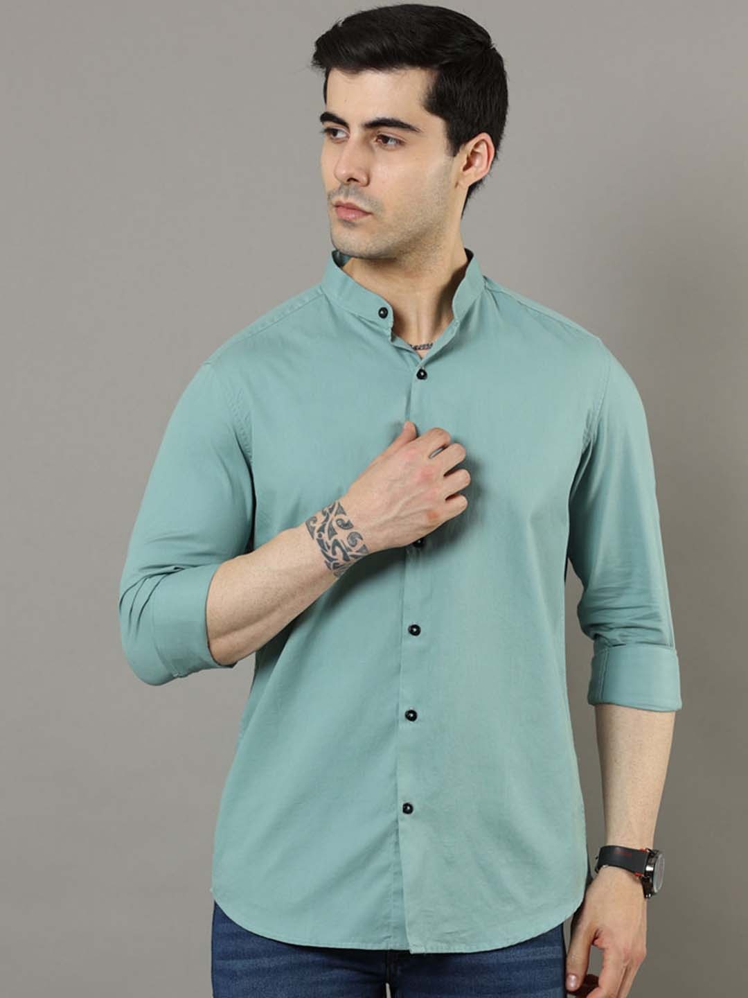 

Bushirt Men Green Classic Opaque Casual Shirt
