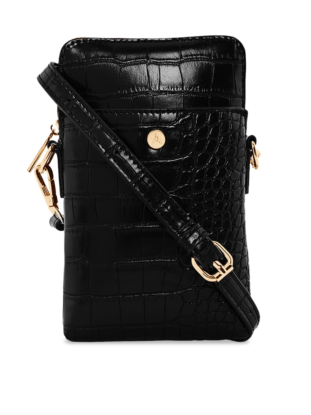 

Accessorize London Black Elsie Faux Croc Zip Phone Bag
