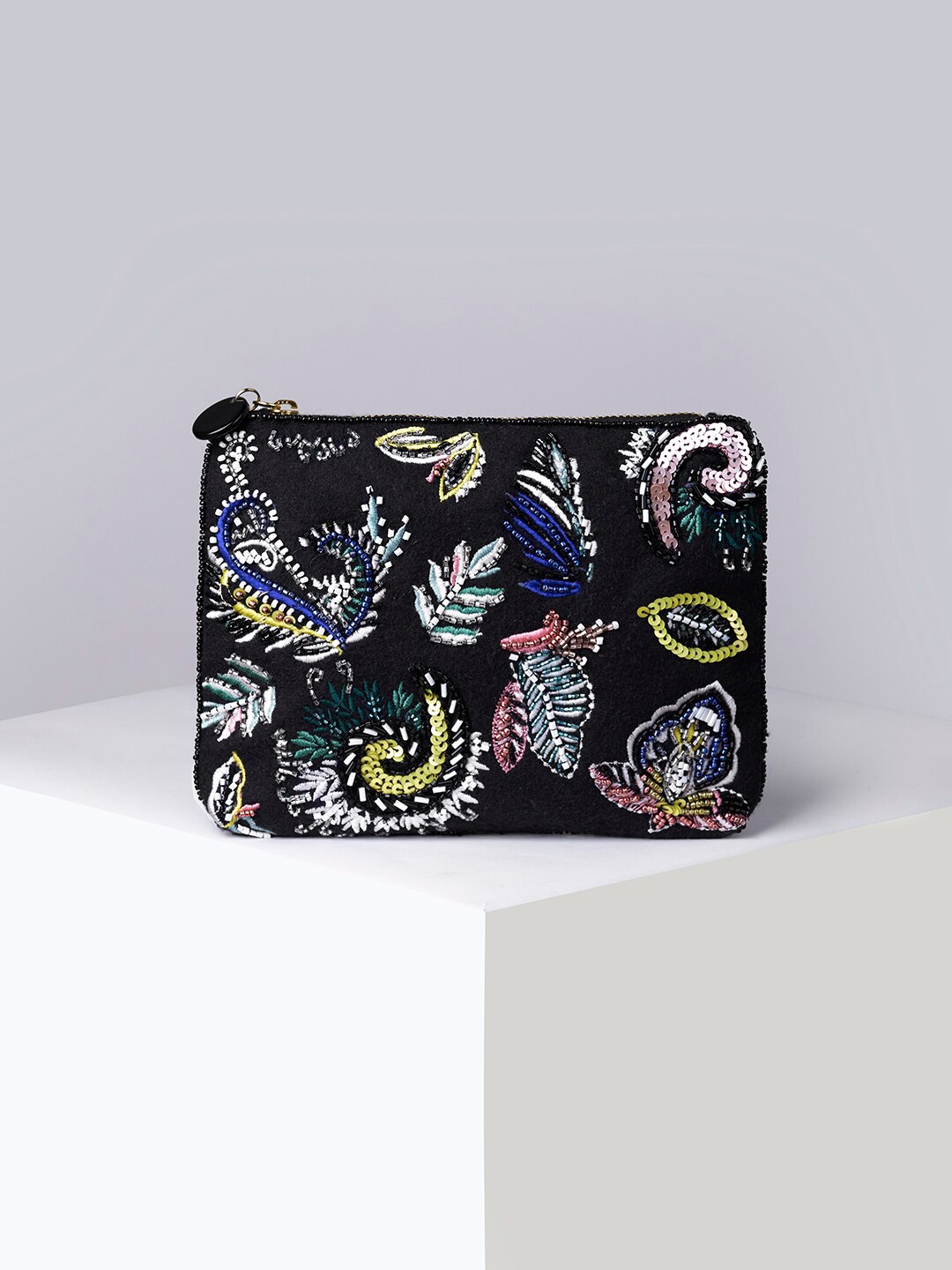 

Accessorize London Paisley Beaded Pouch, Black