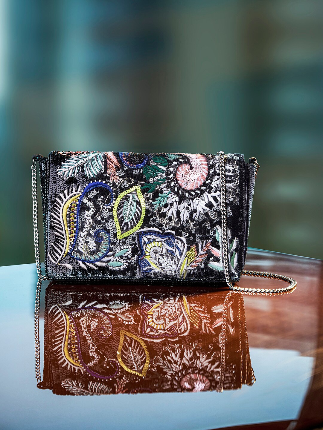 

Accessorize London Women's Multi Bryan Paisley Foldover Clutch, Black