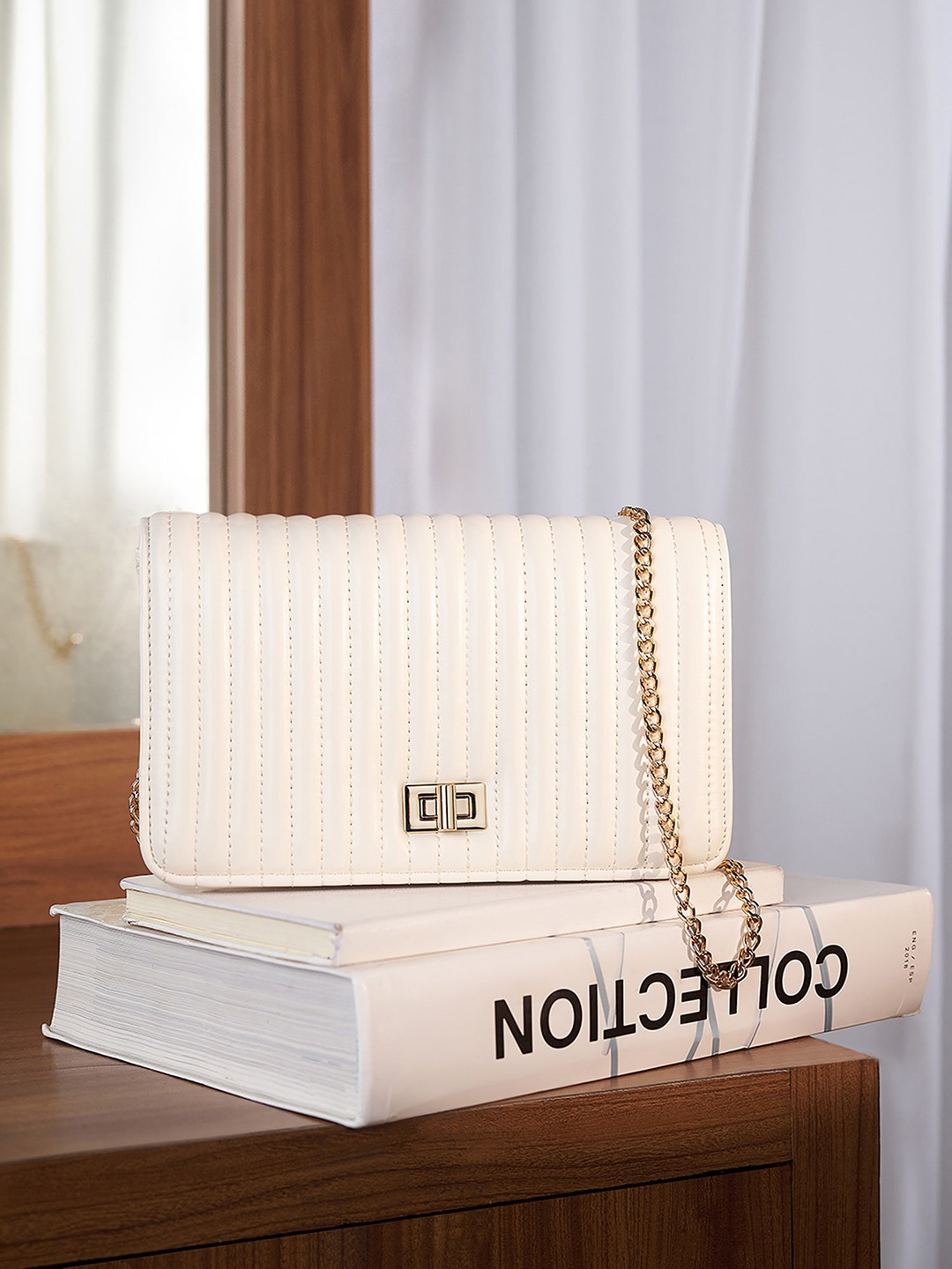 

Accessorize London Women's Cream Sonny Quilted Chain Shoulder Bag