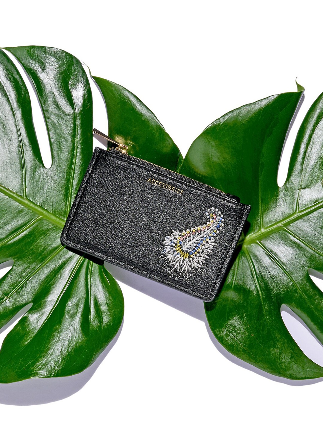 

Accessorize London Women's Black Ken Embroidered Cardholder