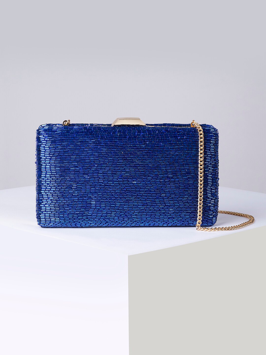 

Accessorize London Women's Blue Delba Beaded Hardcase Clutch Bag