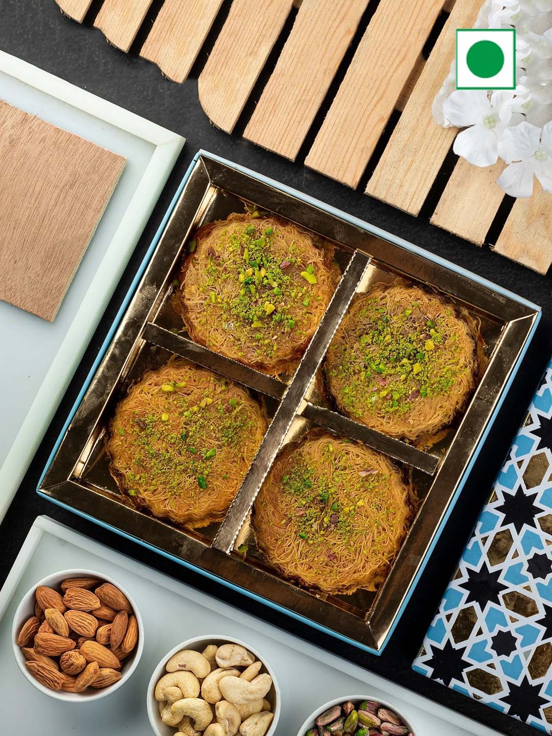 The Baklava Box Assorted Kunafa Sweets-500 gms, Blue