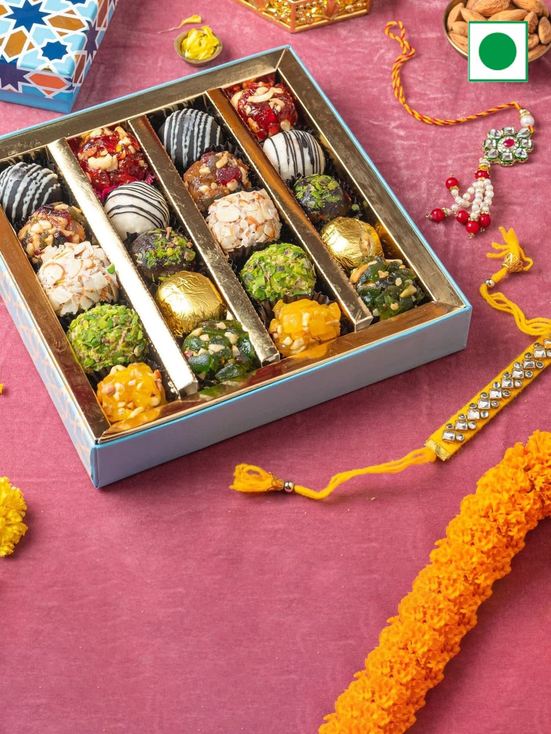 

The Baklava Box Assorted Indian Fusion Sweets-500 gms, Blue