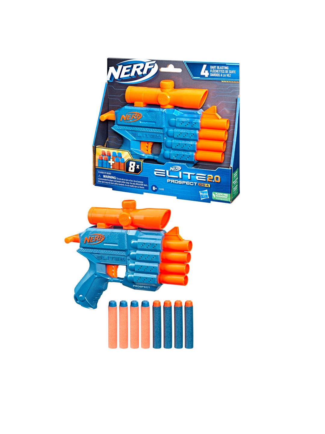 

NERF Blue & Orange Elite 2.0 Prospect QS-4 Blaster