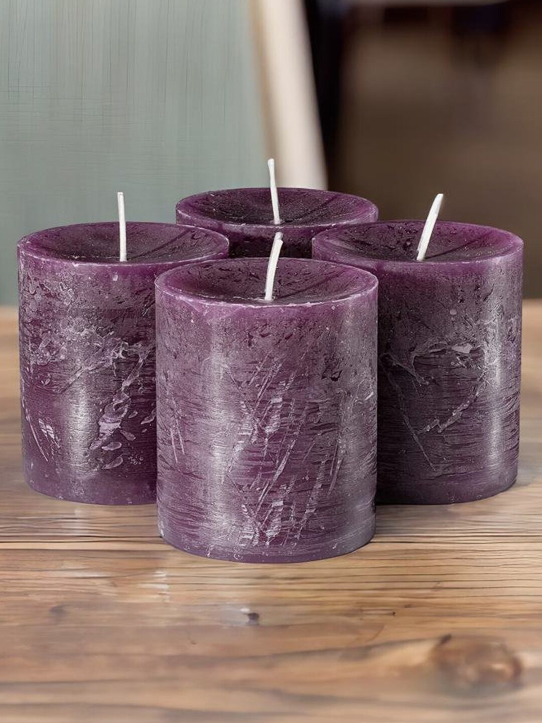 

Aromatic Fables 4-Pcs Purple Lavender Scented Pillar Candles