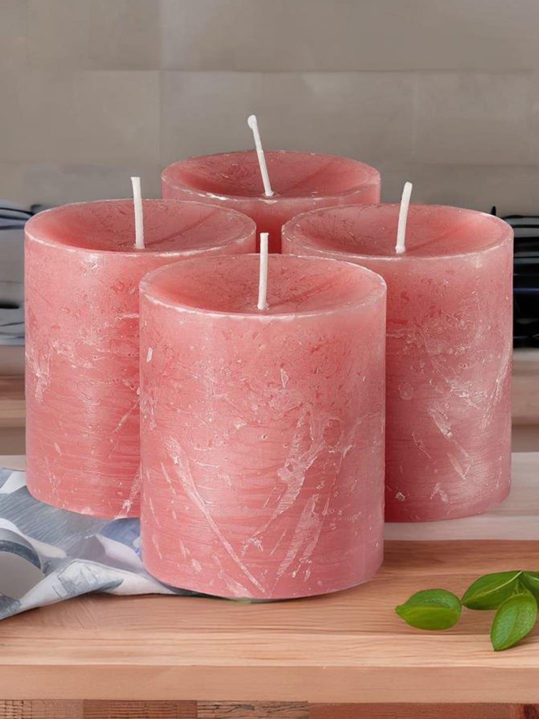 

Aromatic Fables Pink 4-Pcs Mogra Scented Pillar Candles