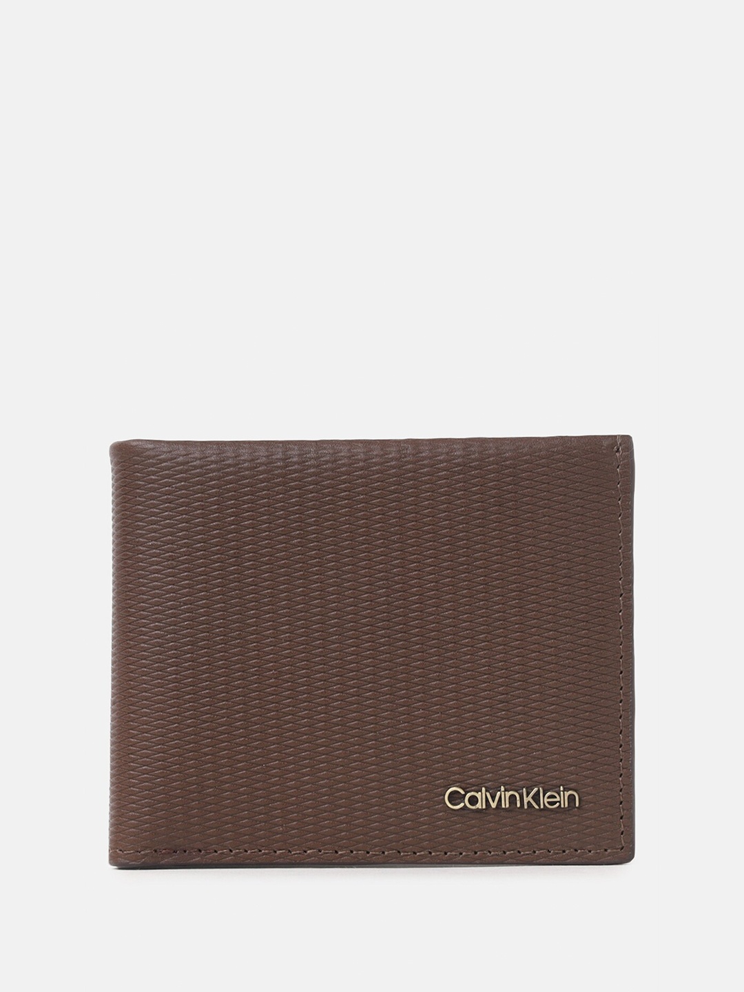 

Calvin Klein Jeans Men Textured Leather Two Fold Wallet, Brown