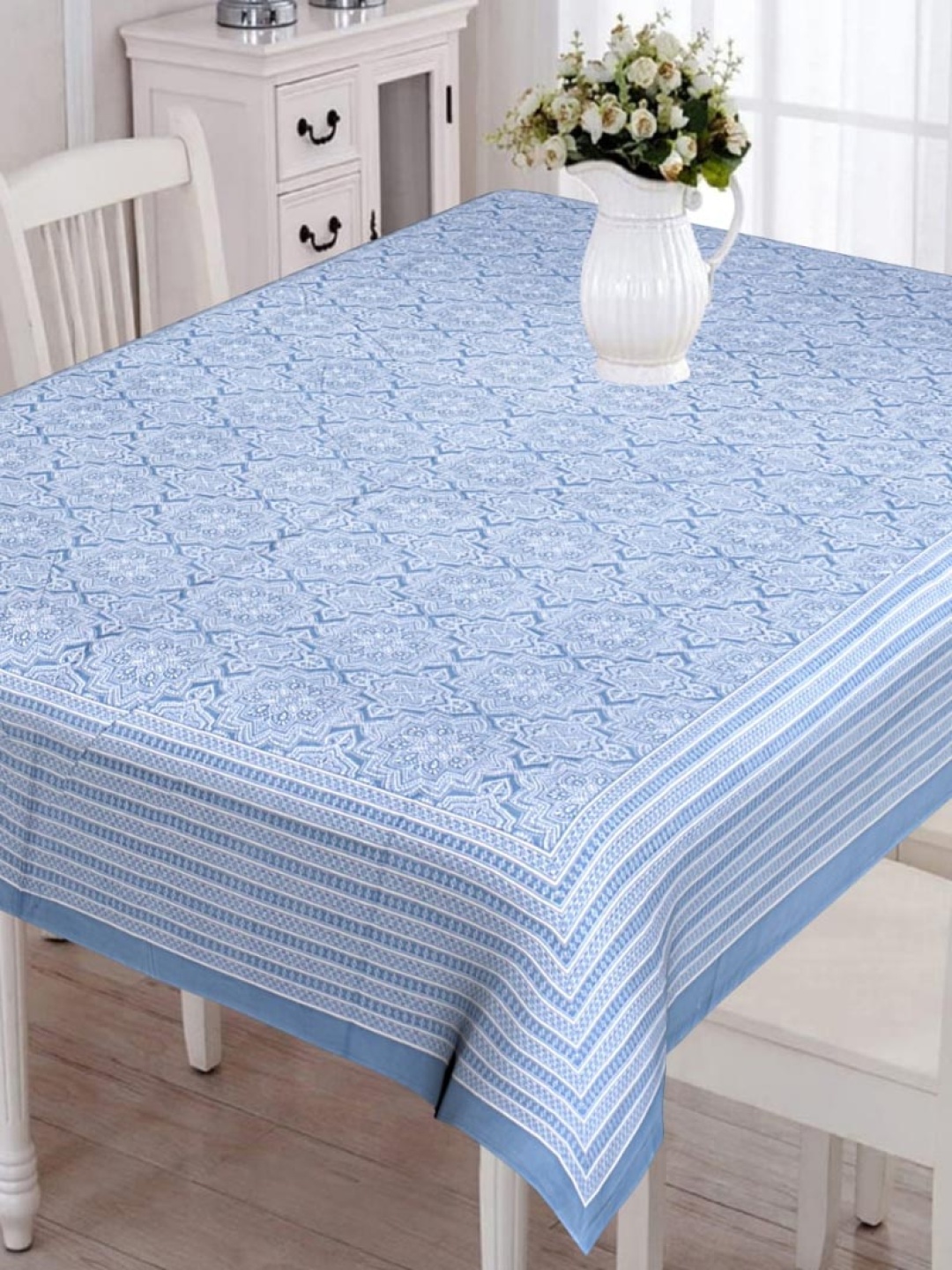 

INDHOME LIFE Blue Printed Pure Cotton 6-Seater Table Cover