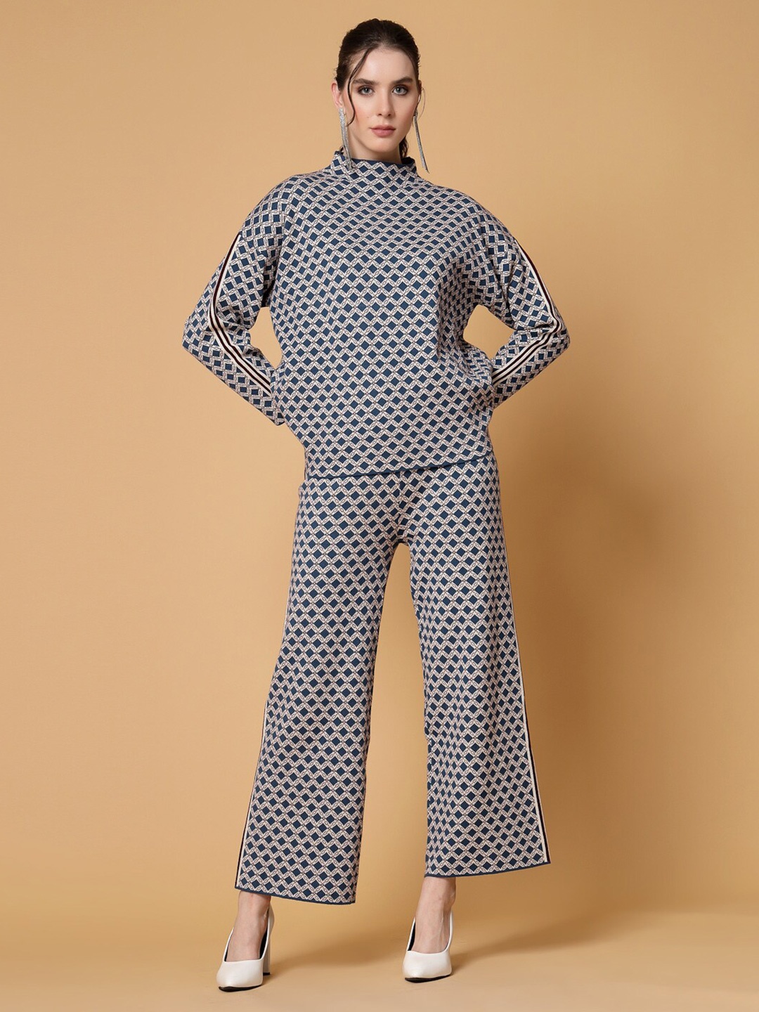 

Mafadeny Abstract Printed Top with Palazzos, Blue