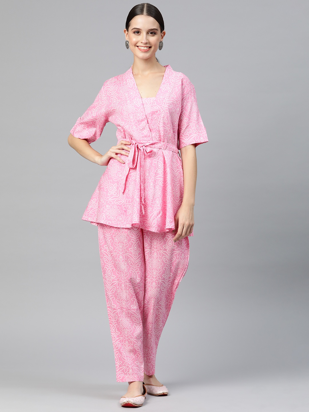 

Readiprint Women Printed Pure Cotton Tunic with Trousers, Pink
