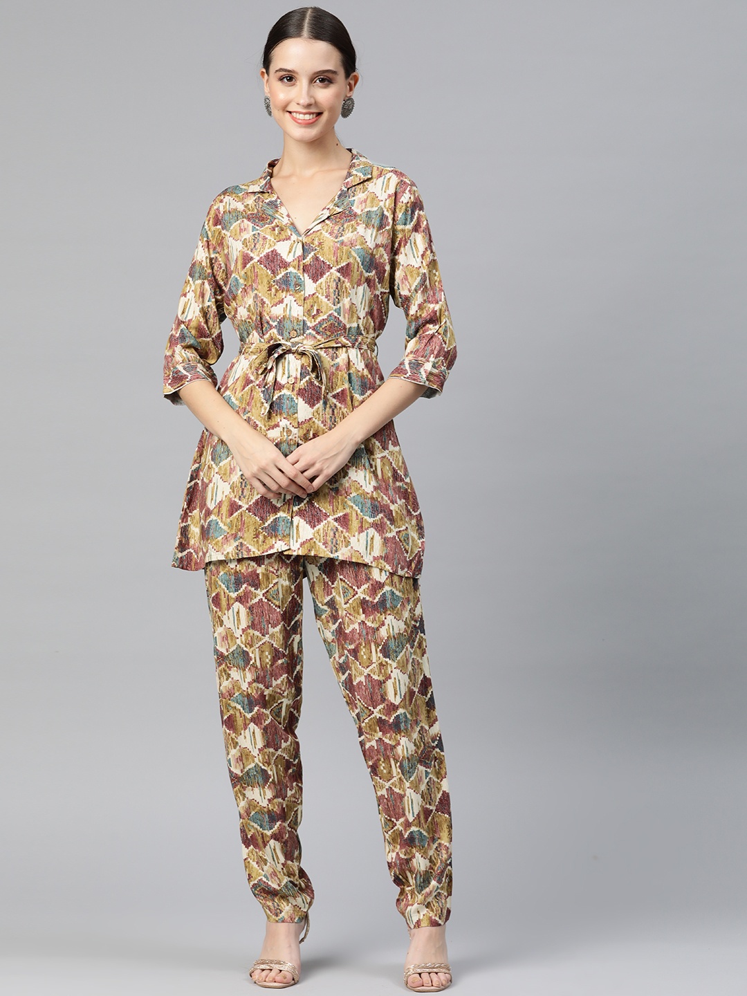 

Readiprint Women Printed Shirt with Palazzos, Multi
